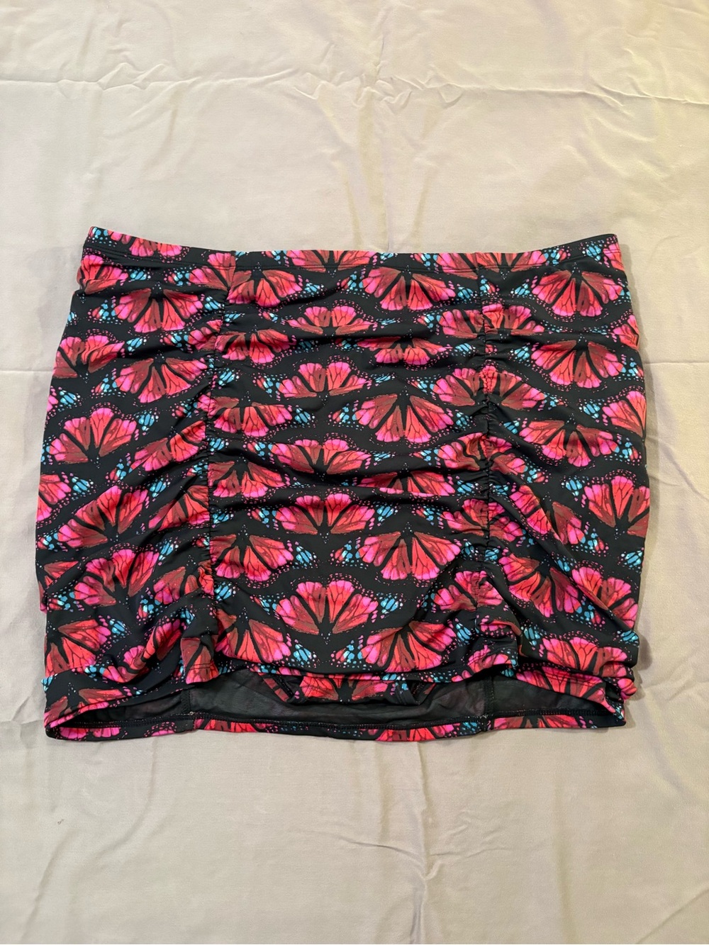 Black Swim Skirt with Pink & Red Butterfly Print